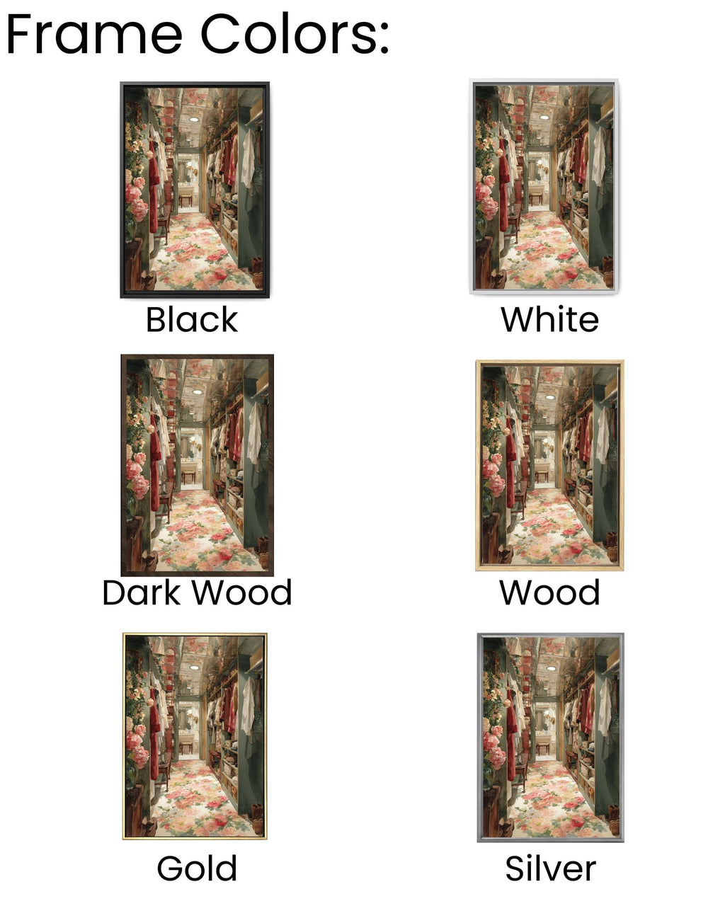 Glamorous Walk-In Closet Canvas Art: Watercolor Fashion Interior Print