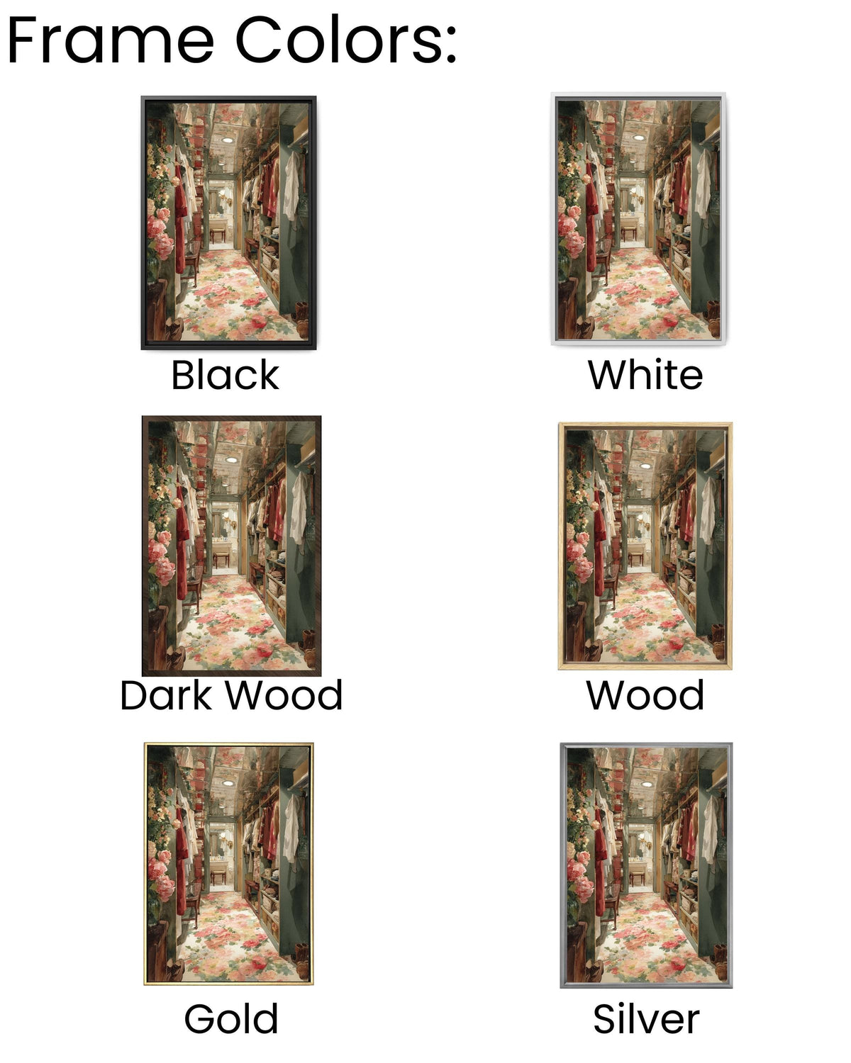 Glamorous Walk-In Closet Canvas Art: Watercolor Fashion Interior Print