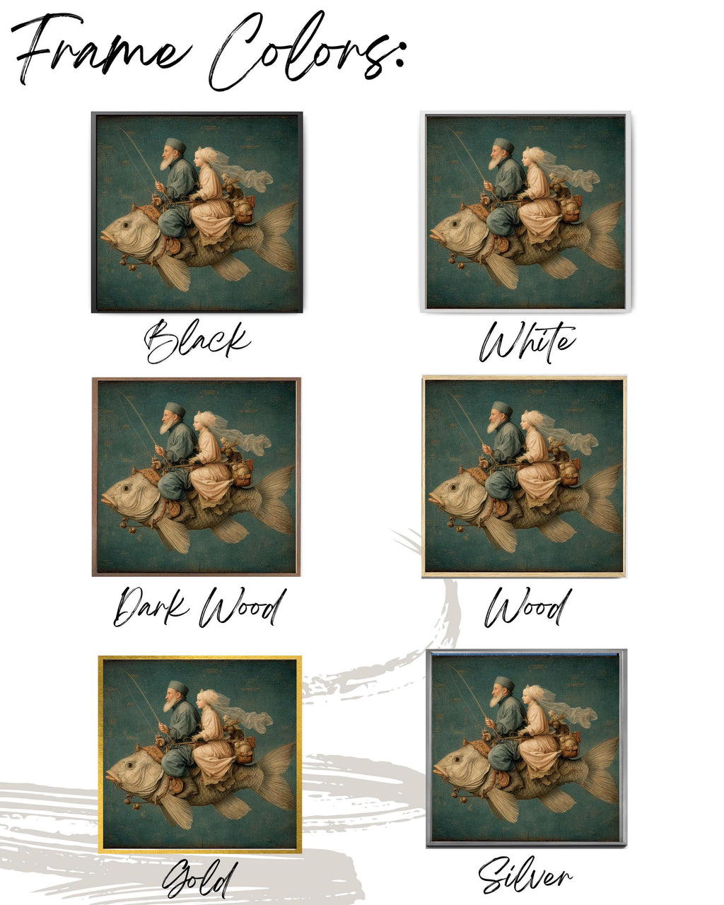 Vintage Fish Rider Canvas Print: Retro Surrealist Wall Art
