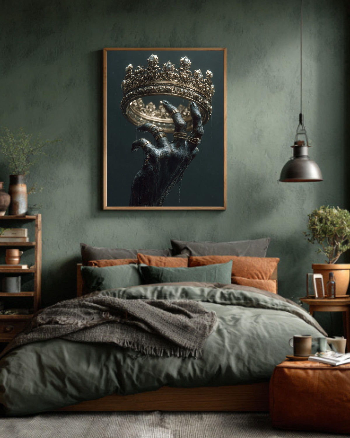 Majestic Golden Crown Hand Canvas Art - Regal Home Decor