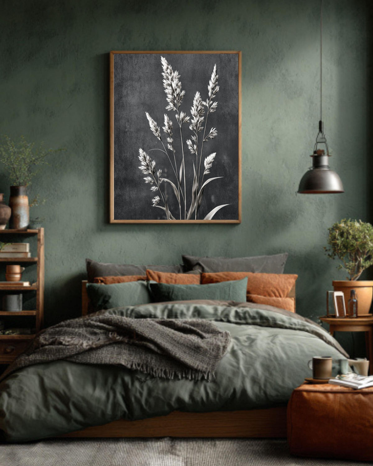 Black and White Tall Grass Canvas Print: Minimalist Floral Wall Art