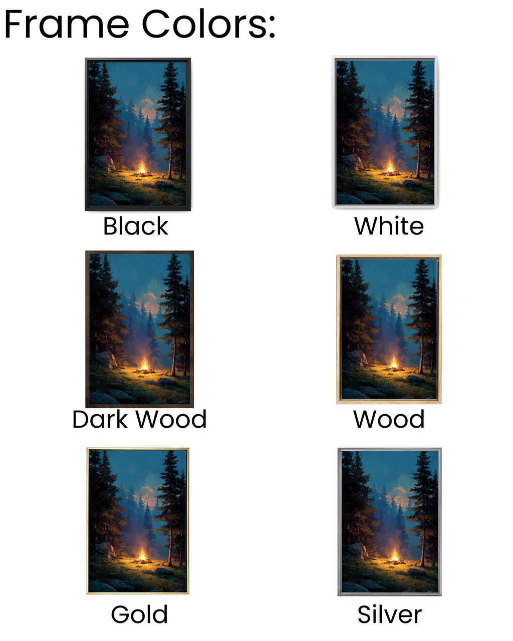 Campfire Canvas Print: Cozy Forest, Cabin Wall Art