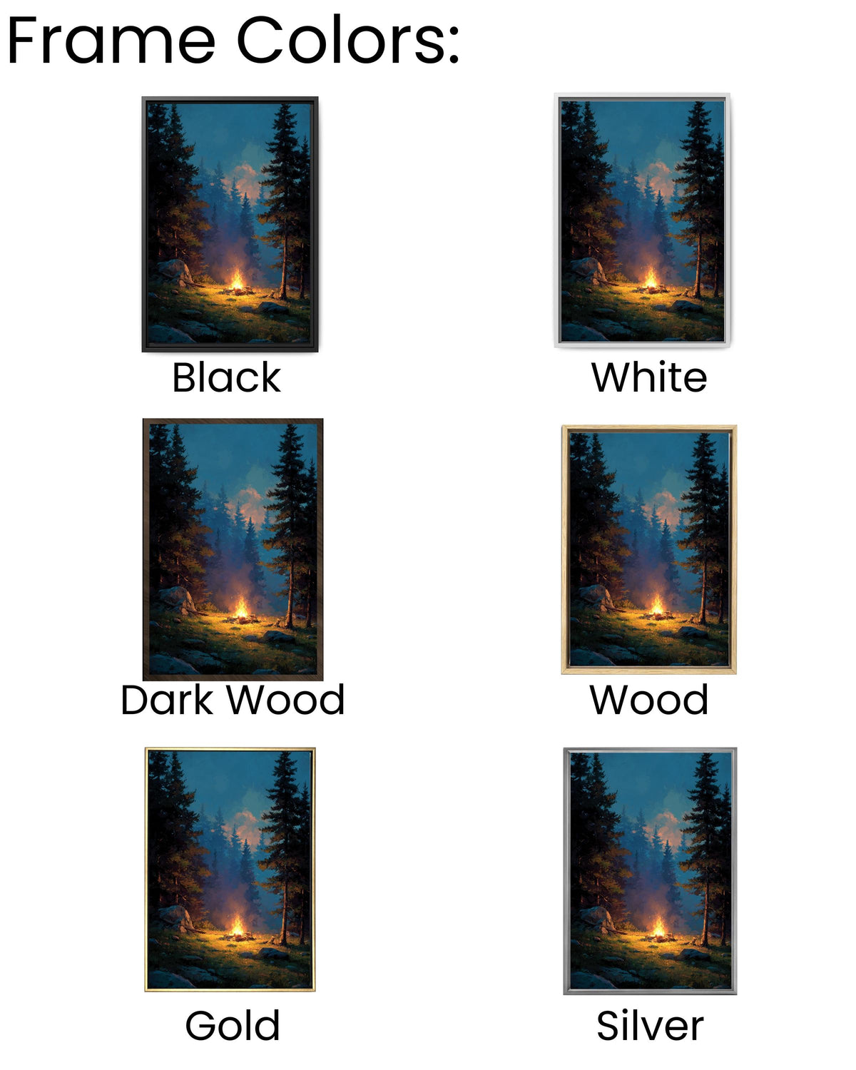 Campfire Canvas Print: Cozy Forest, Cabin Wall Art