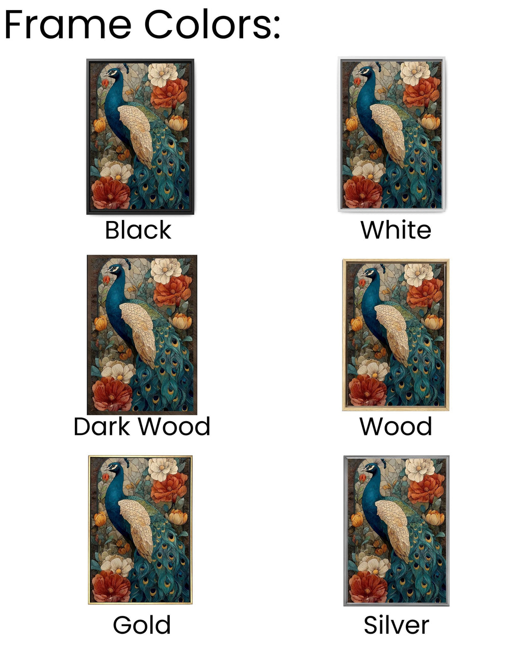 Peacock Stained Glass Canvas Print: Art Nouveau Floral Wall Decor