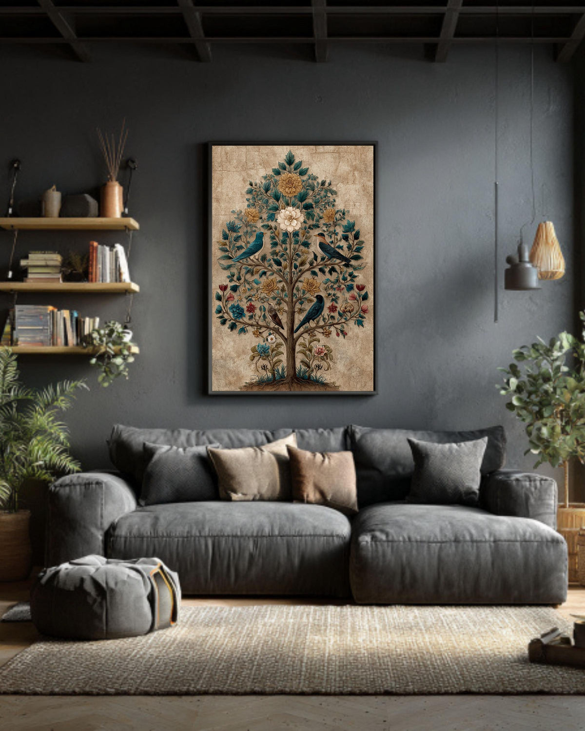 Tree of Life Canvas Print: Bohemian Bird & Flower Art