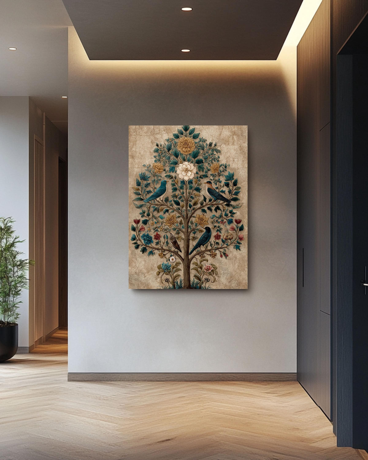 Tree of Life Canvas Print: Bohemian Bird & Flower Art