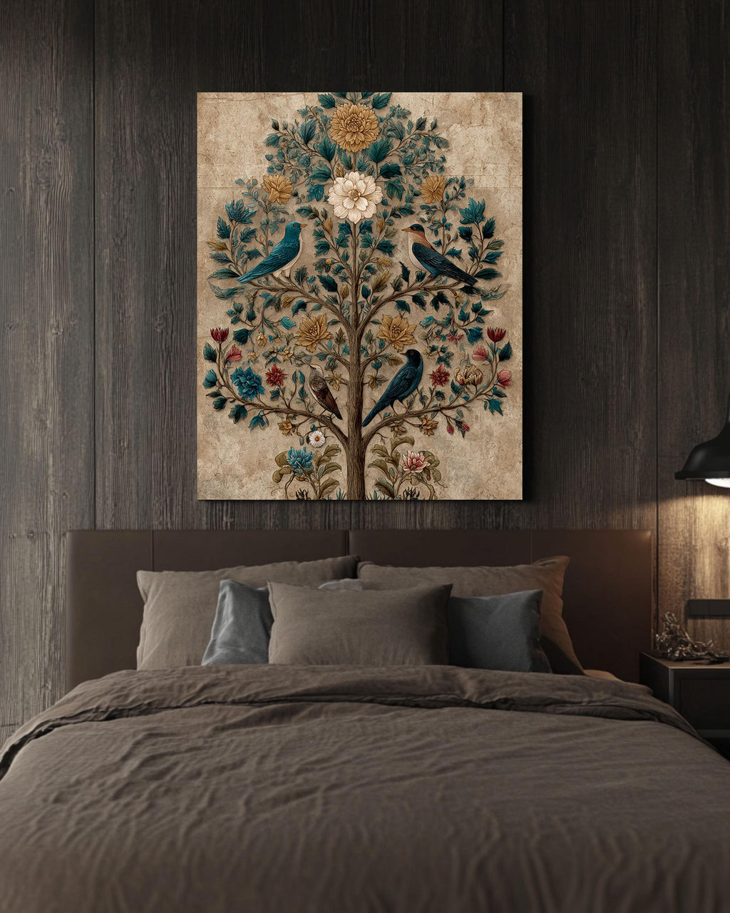 Tree of Life Canvas Print: Bohemian Bird & Flower Art