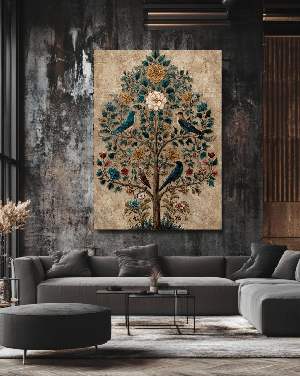 Tree of Life Canvas Print: Bohemian Bird & Flower Art