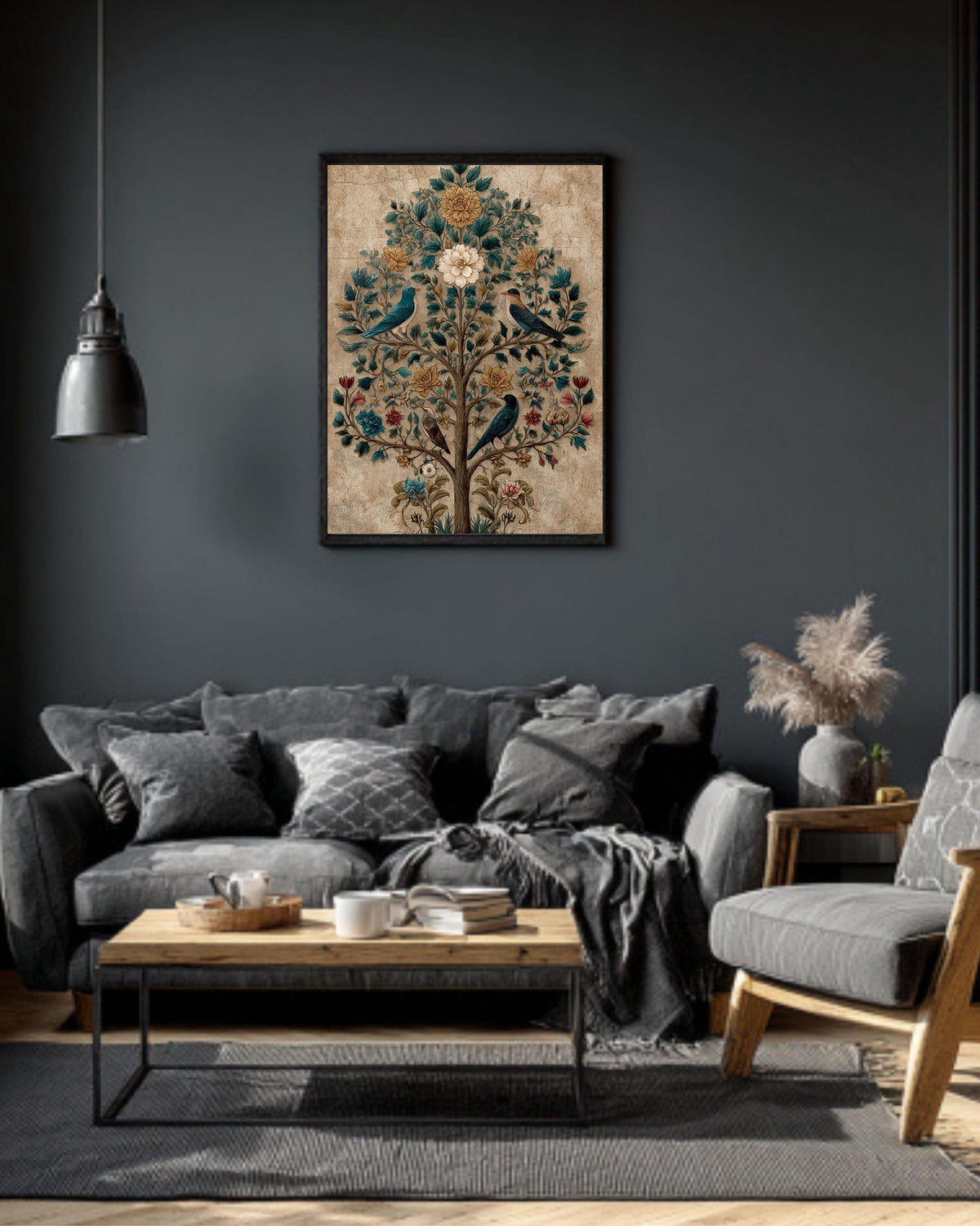 Tree of Life Canvas Print: Bohemian Bird & Flower Art