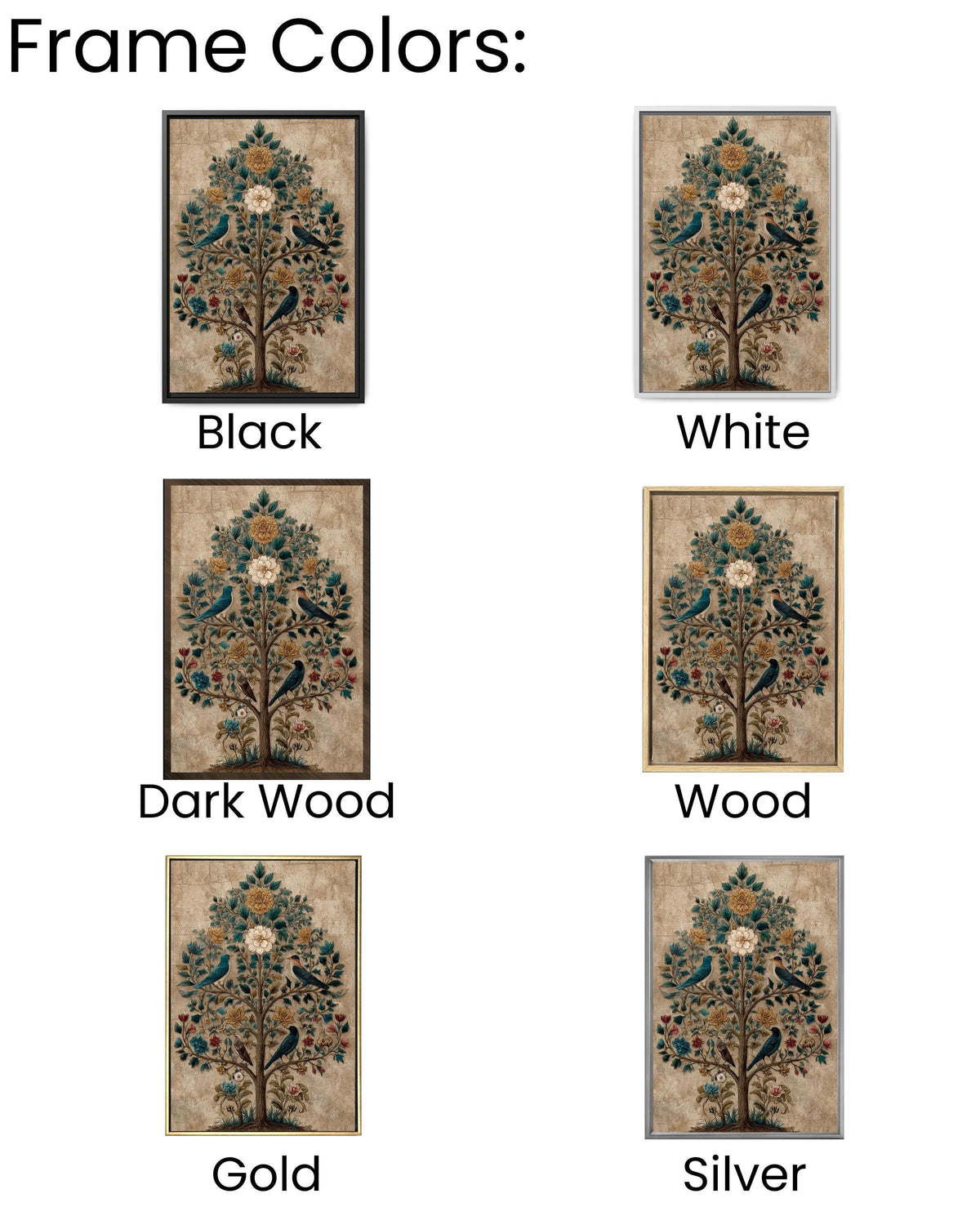 Tree of Life Canvas Print: Bohemian Bird & Flower Art