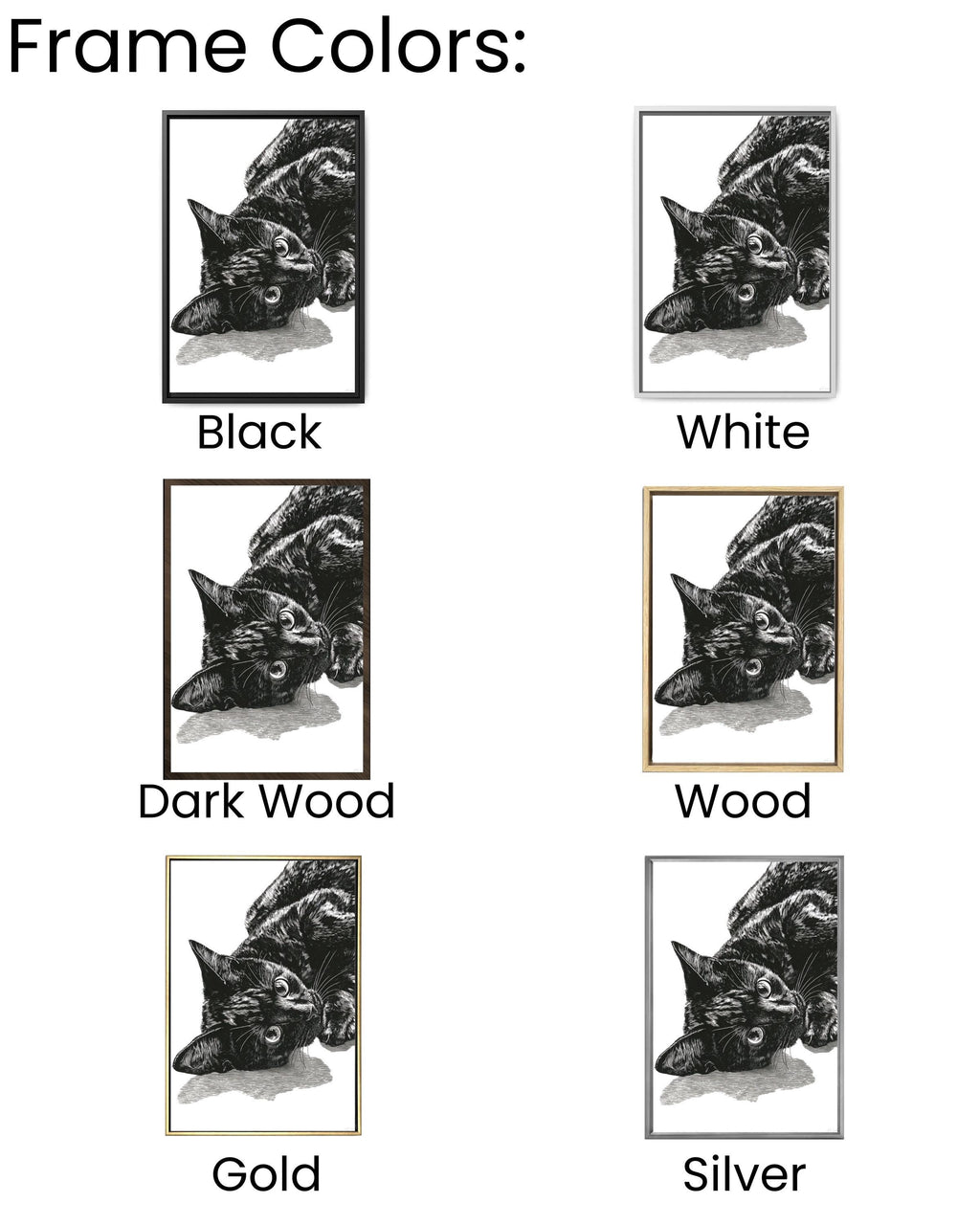 Black Cat Portrait Canvas Art: Minimalist Linocut Style Print