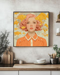 Pink Hair Girl Canvas Art Print, Surreal Pop Art, Gallery Wall Decor