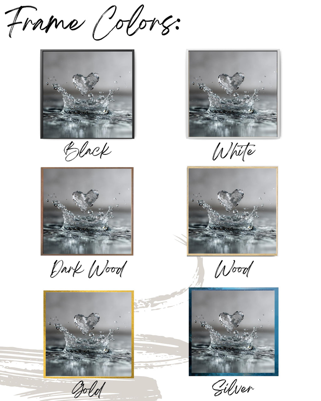 Water Heart Splash Canvas Print, Minimalist Bathroom Wall Art