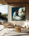 Native American Woman White Buffalo Canvas Art, Spiritual Wall Decor