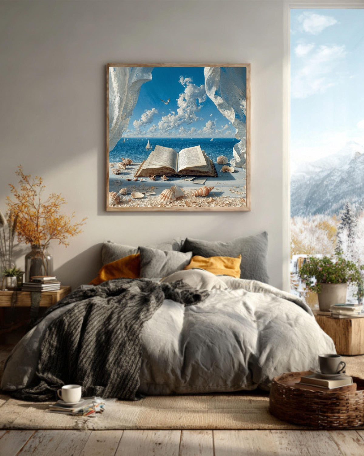 Open Book Ocean View Canvas Print: Coastal Seascape Wall Art