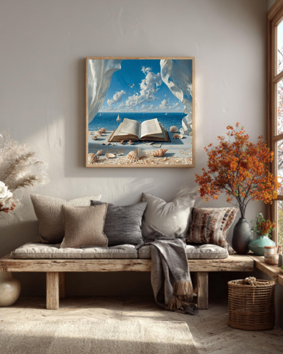 Open Book Ocean View Canvas Print: Coastal Seascape Wall Art