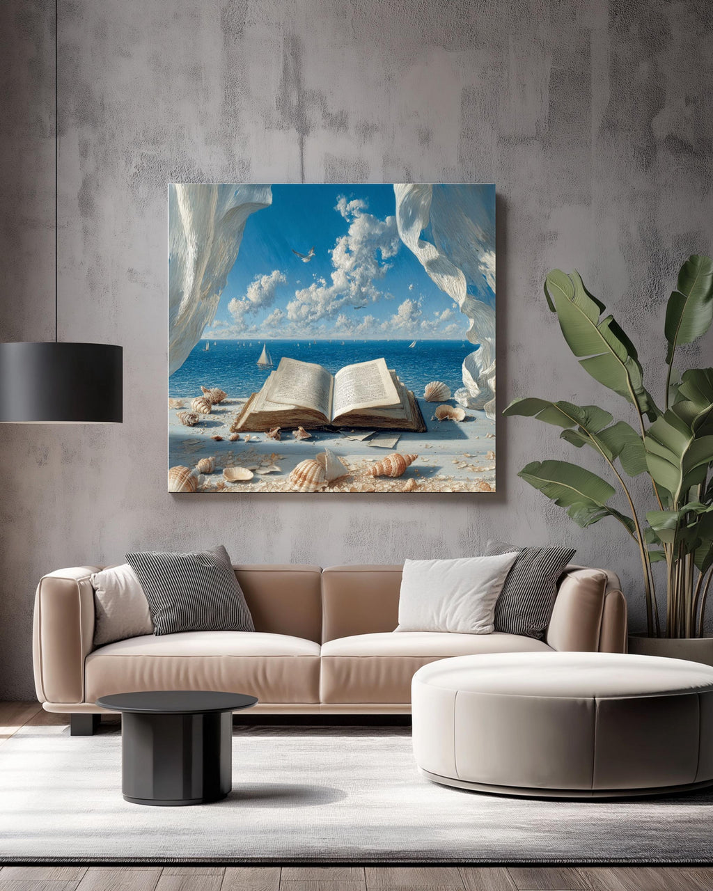Open Book Ocean View Canvas Print: Coastal Seascape Wall Art