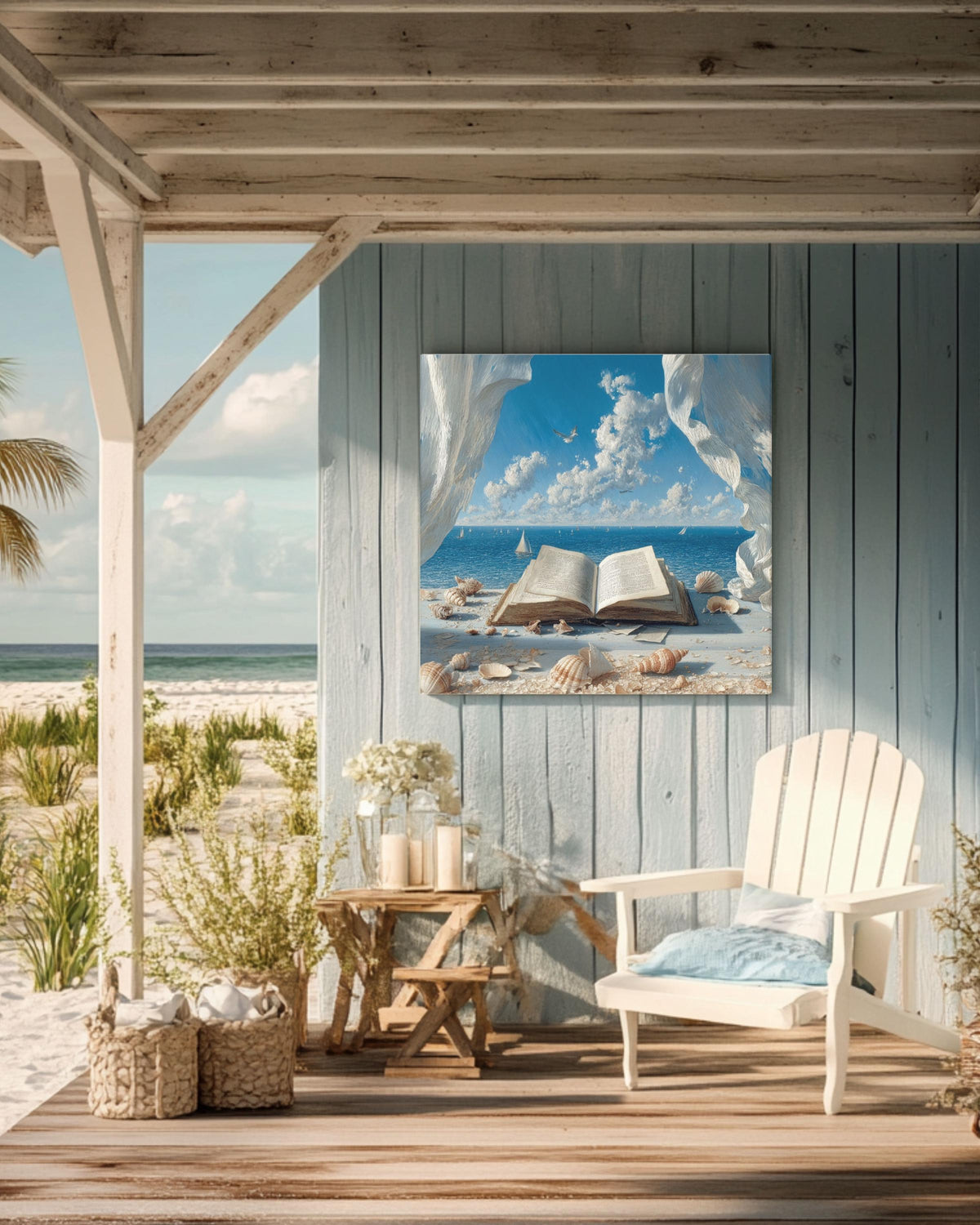 Open Book Ocean View Canvas Print: Coastal Seascape Wall Art