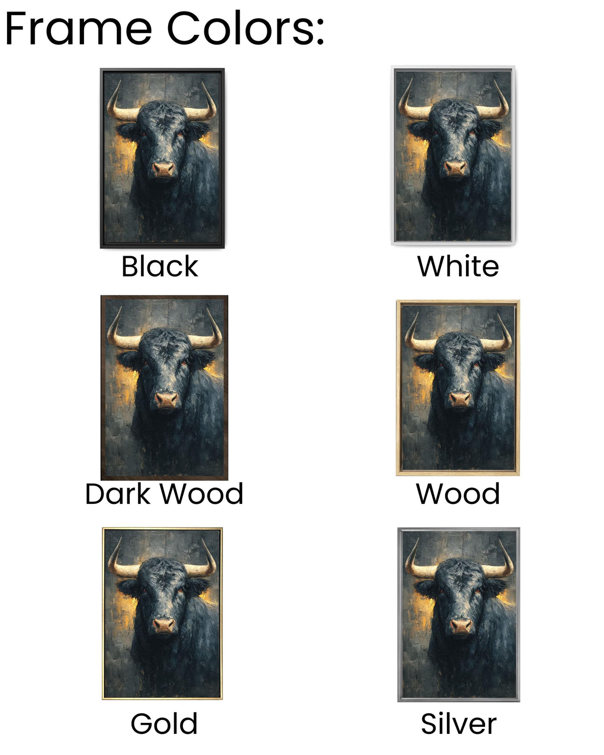 Black Bull Oil Painting Print: Rustic Farmhouse Wall Art