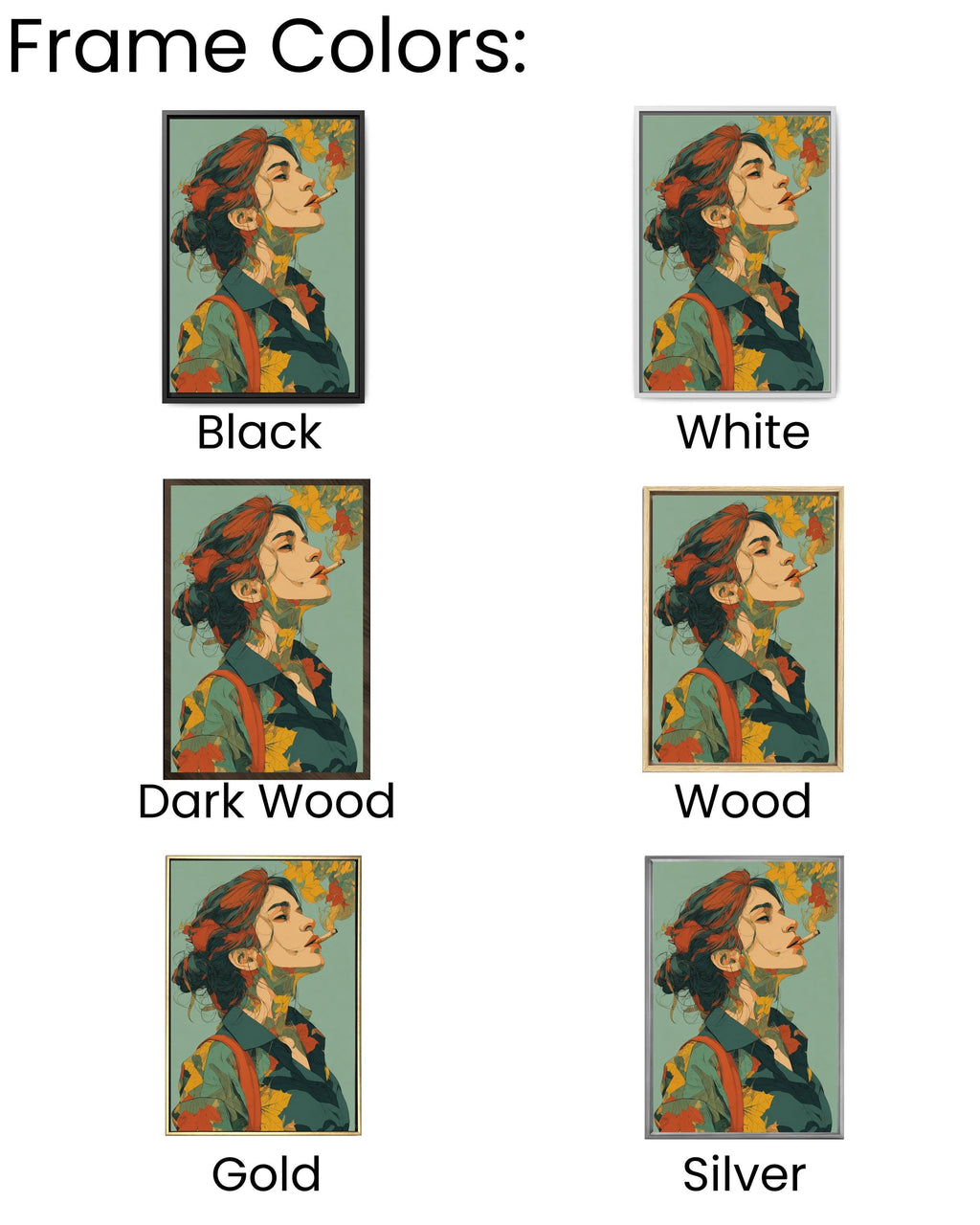 Woman Smoking Pop Art Canvas Print, Retro Autumn Decor