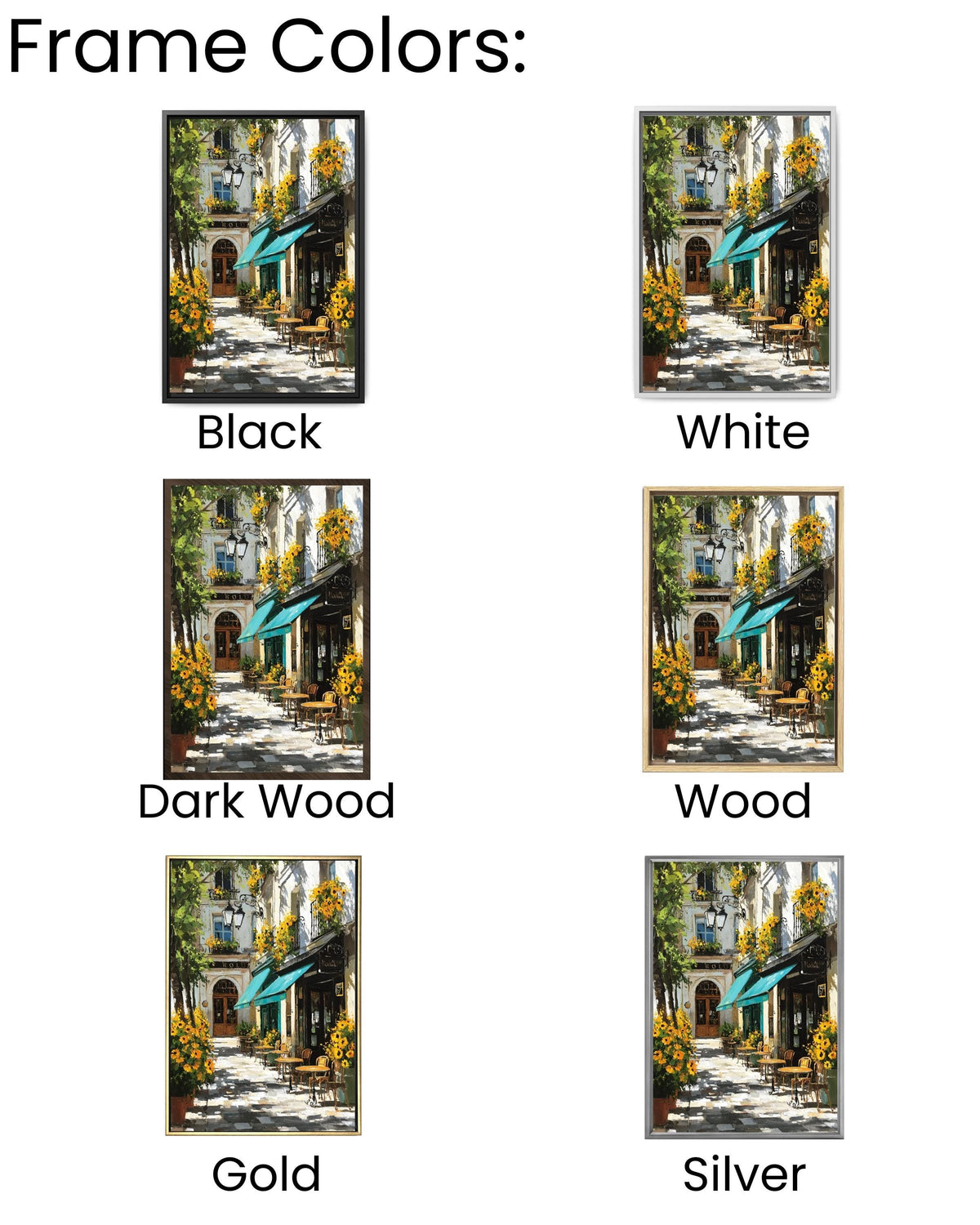 Paris Cafe Sunflower Oil Painting: Impressionist European Canvas Wall Art