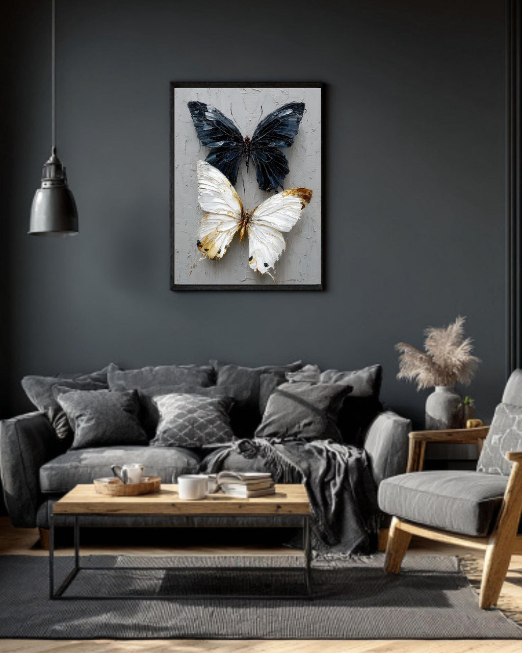 Impasto Butterfly Art: Yin Yang Textured Canvas Print