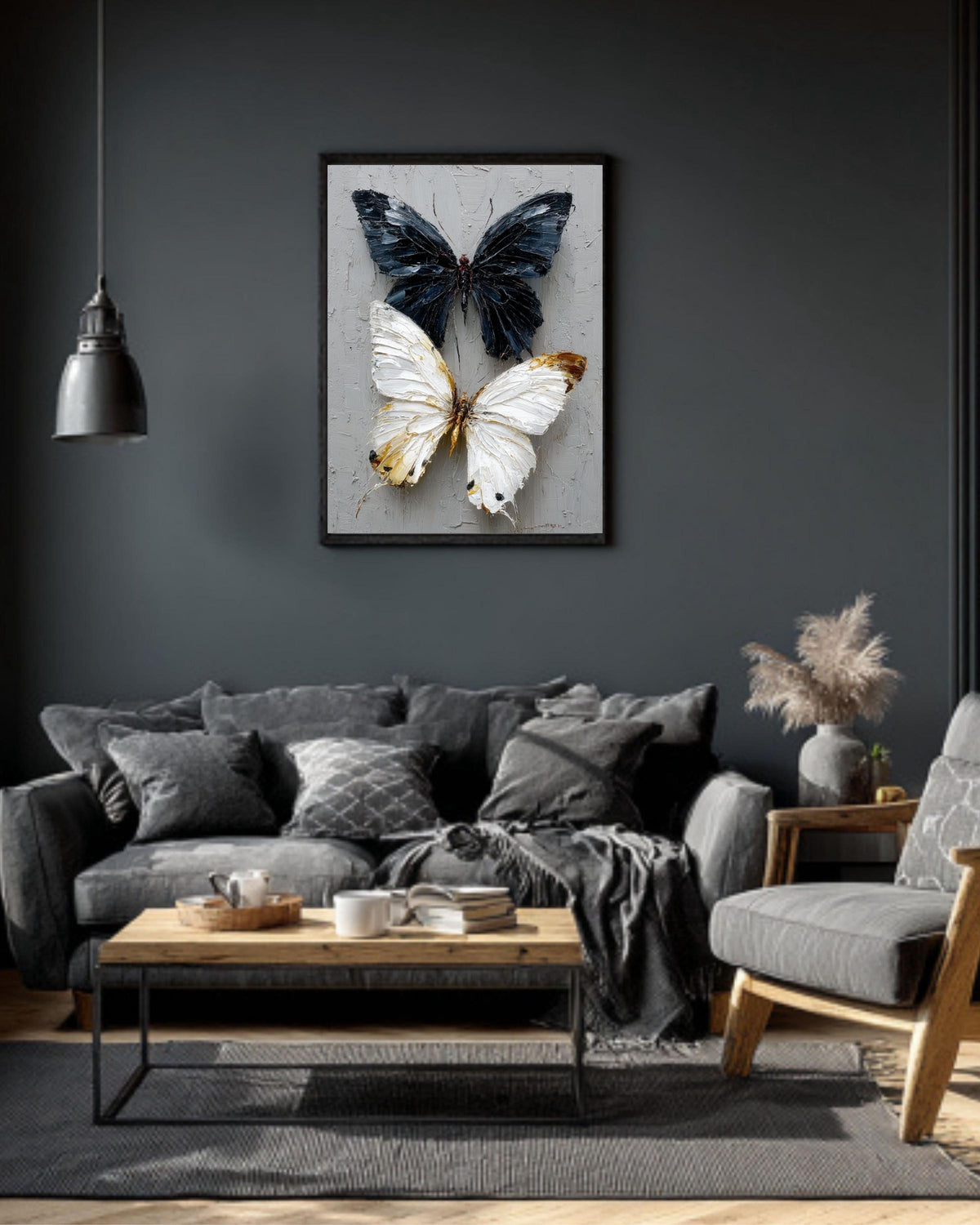 Impasto Butterfly Art: Yin Yang Textured Canvas Print