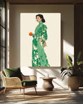 Green Leafy Dress Fashion Illustration Print - Contemporary Wall Decor