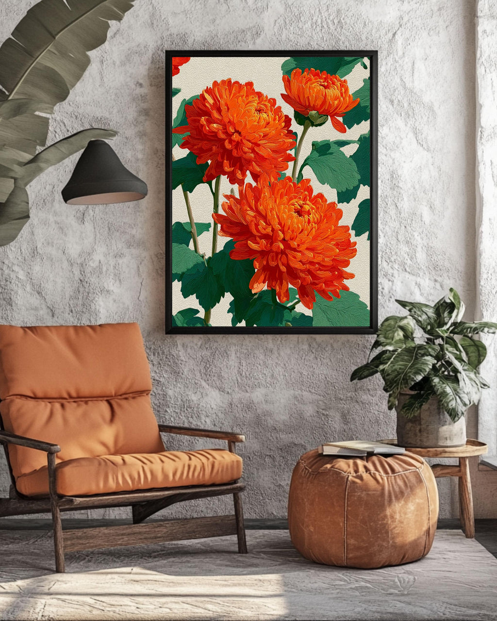 Art Deco Floral Canvas: Abstract Mid-Century Modern Flower Poster