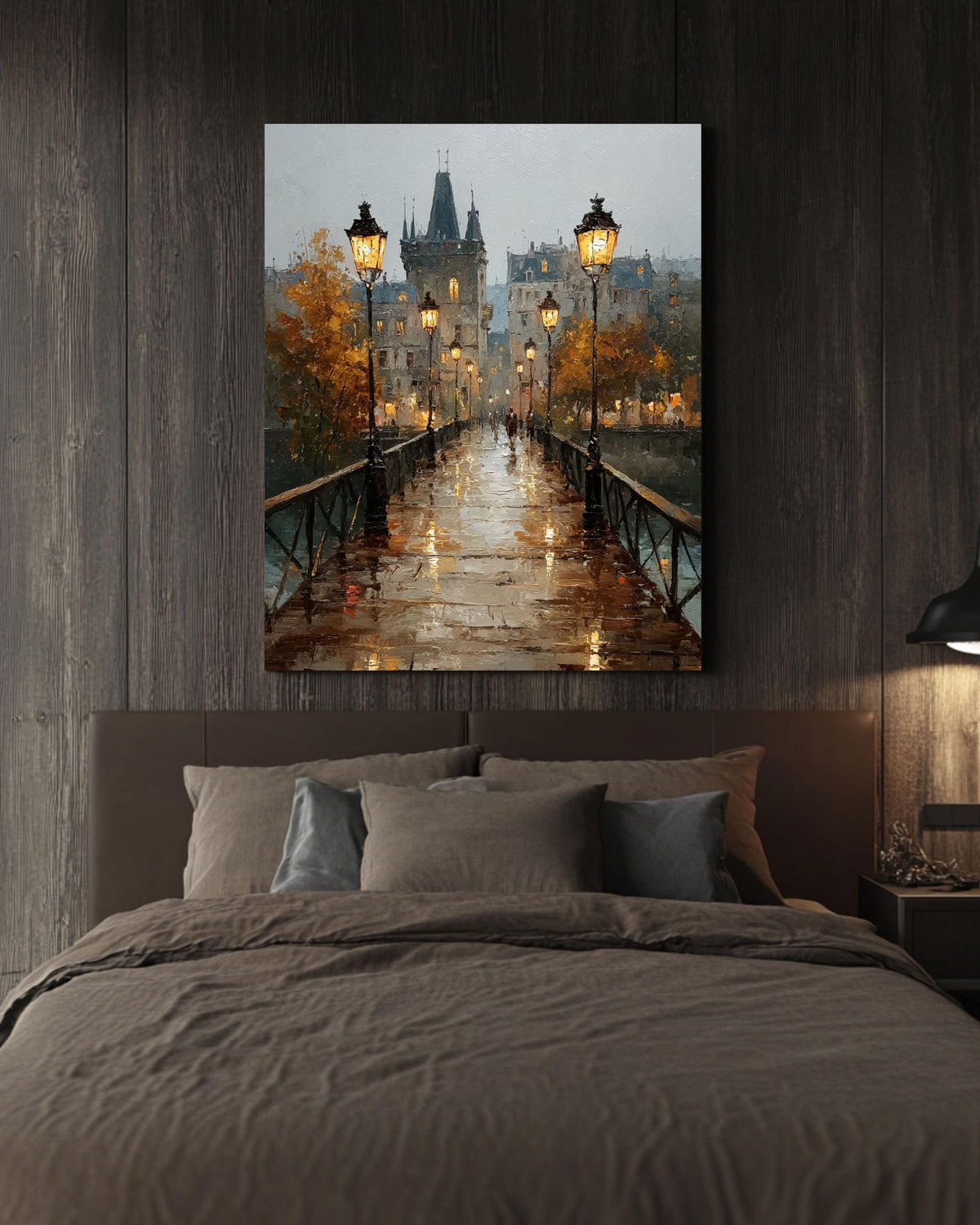 Autumn Landscape Canvas Print: Vintage Farmhouse Wall Art