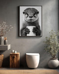 Playful Otter Bathroom Print, Coastal Wildlife Wall Art