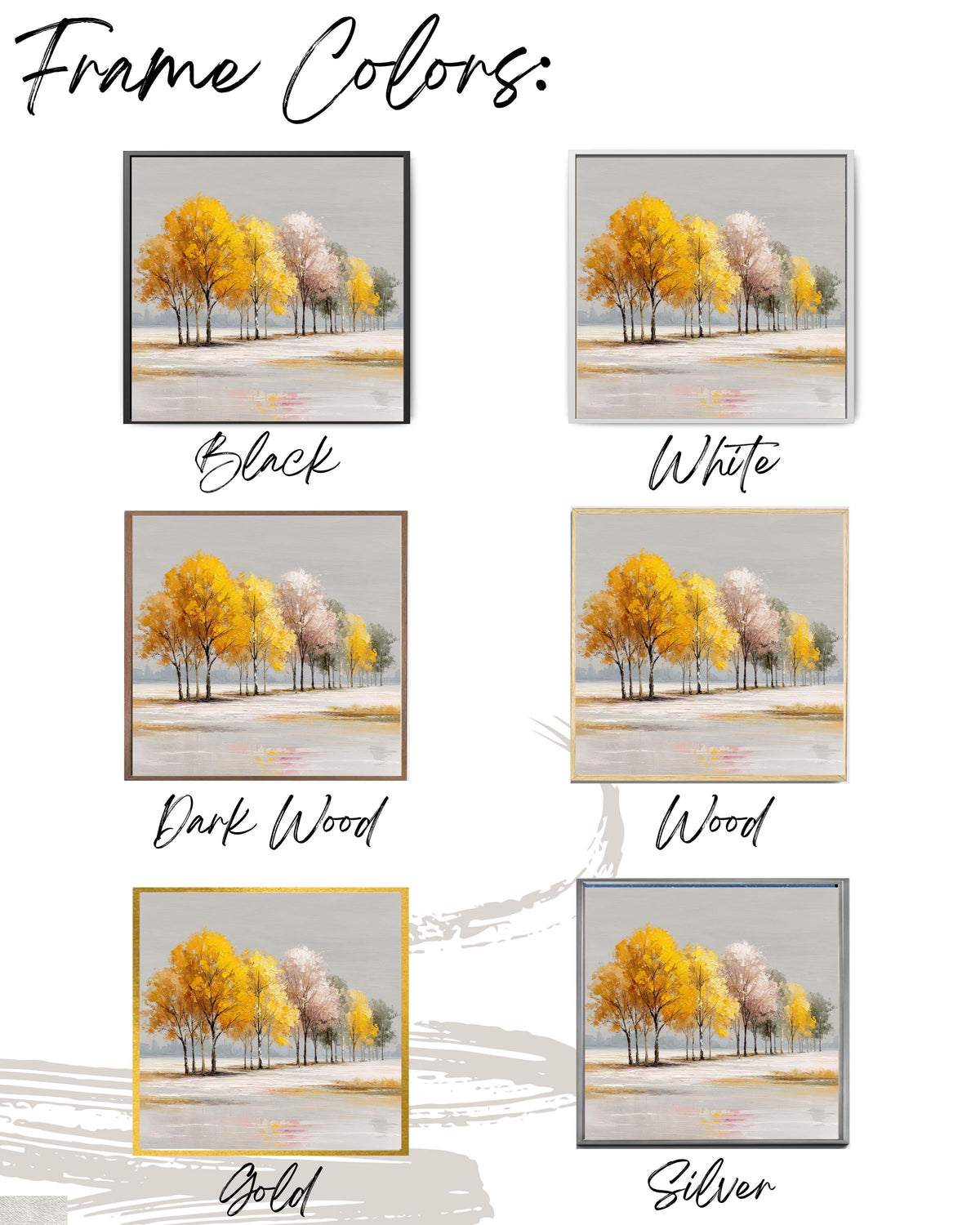 Autumn Trees Canvas Print, Modern Textured Fall Landscape Painting, Yellow Gold Acrylic Wall Art