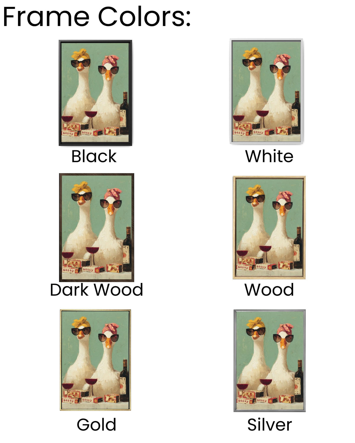 Funny Geese Art Print, Retro Kitchen Decor, Rustic Farmhouse Canvas