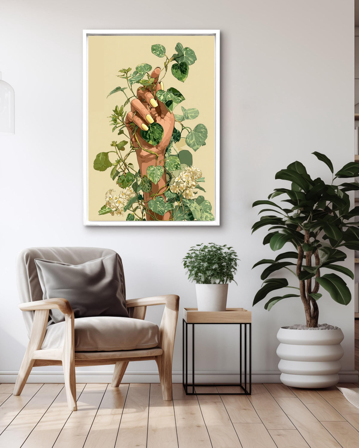 Green Vine Hand Art Print, Modern Botanical Illustration