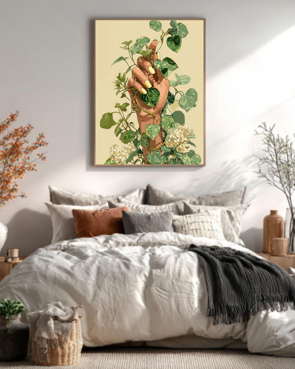 Green Vine Hand Art Print, Modern Botanical Illustration