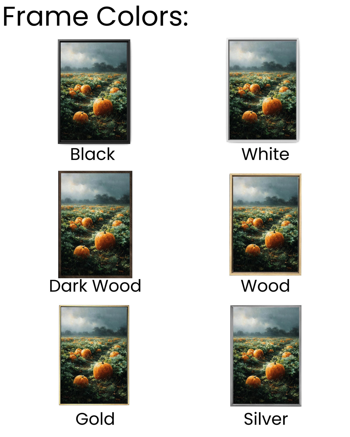 Vintage Pumpkin Field Oil Painting, Rustic Autumn Farmhouse Canvas Print