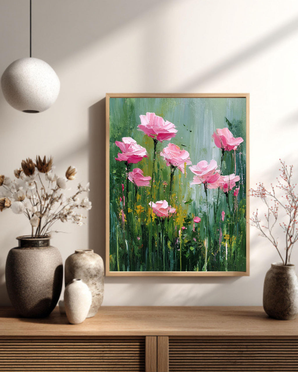 Textured Pink Rose Painting Print | Abstract Floral Canvas Wall Art