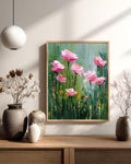Textured Pink Rose Painting Print | Abstract Floral Canvas Wall Art