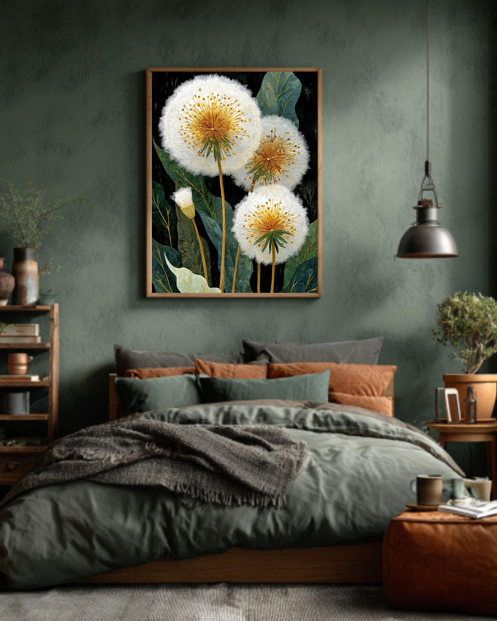 Dandelion Canvas Art Print: Elegant Gold & Black Botanical Decor