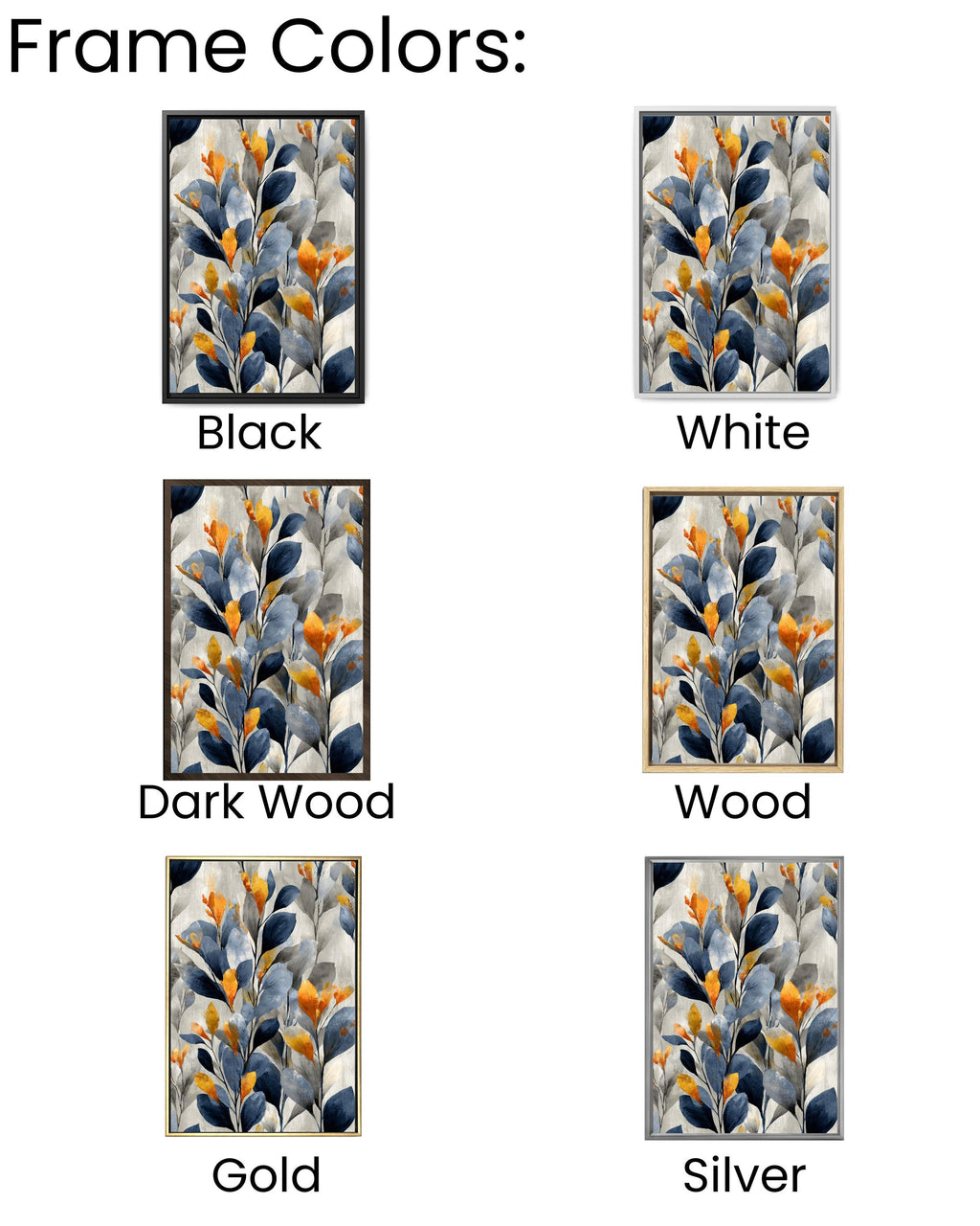 Abstract Botanical Leaf Canvas: Navy Blue & Gold Wallpaper Art