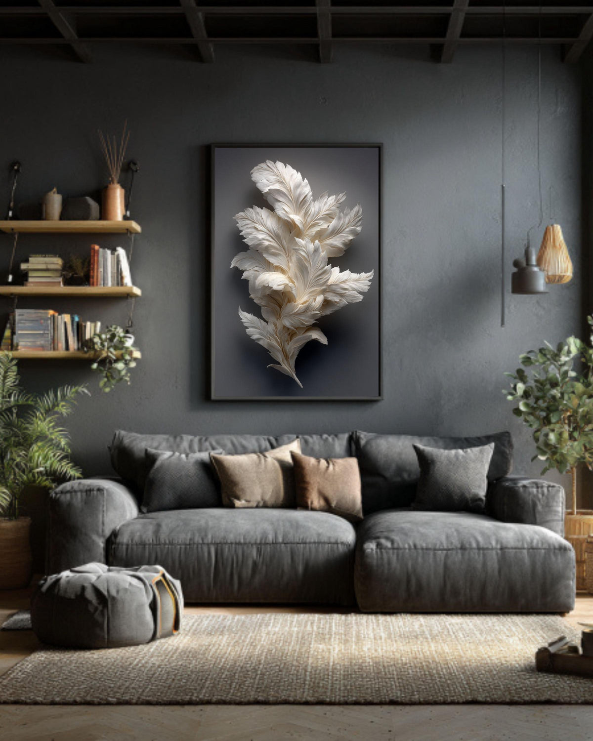 White Paper Feather Sculpture Canvas Print | Minimalist Wall Art