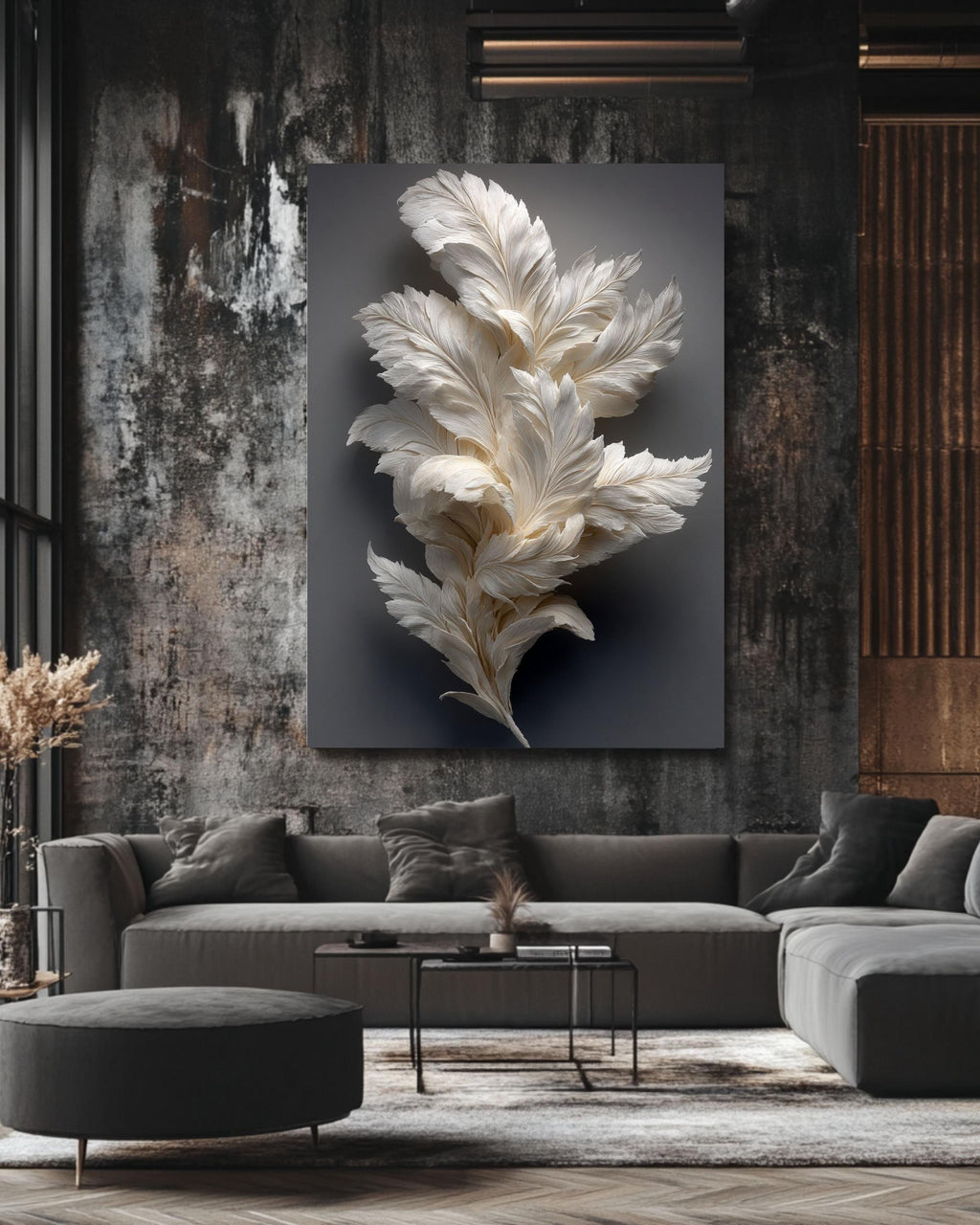 Feather Sculpture Canvas Art, Modern Minimalist Wall Decor