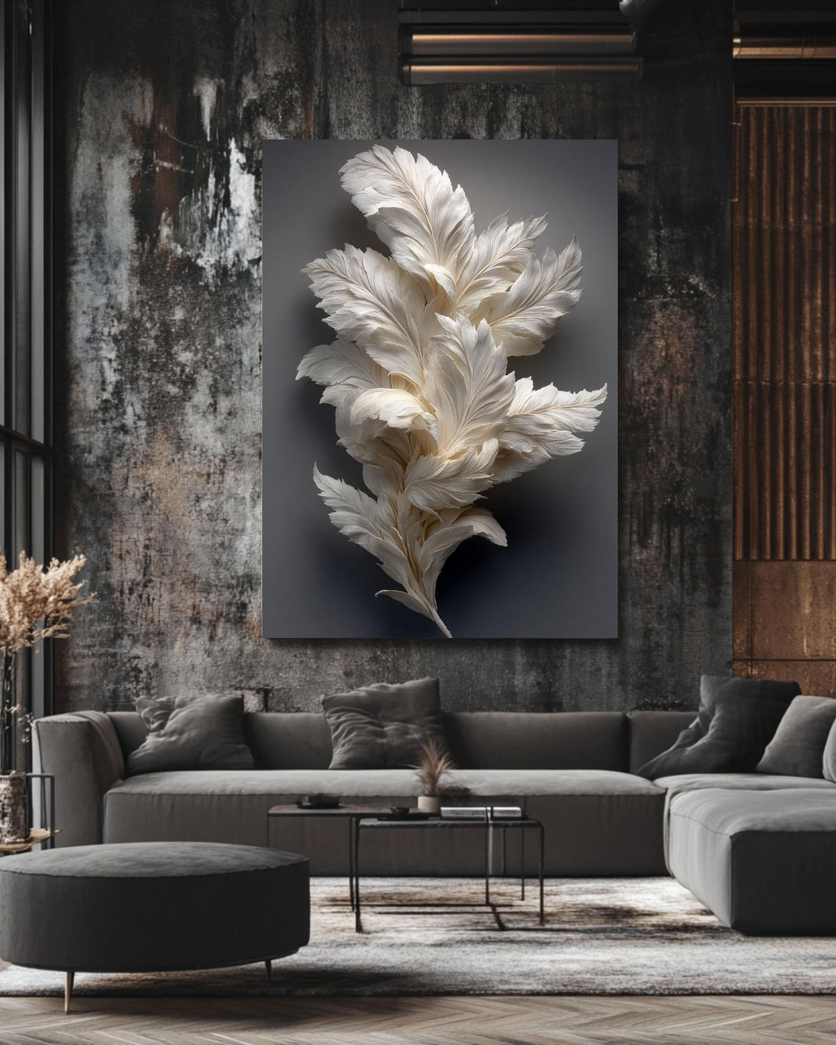 Feather Sculpture Canvas Art, Modern Minimalist Wall Decor
