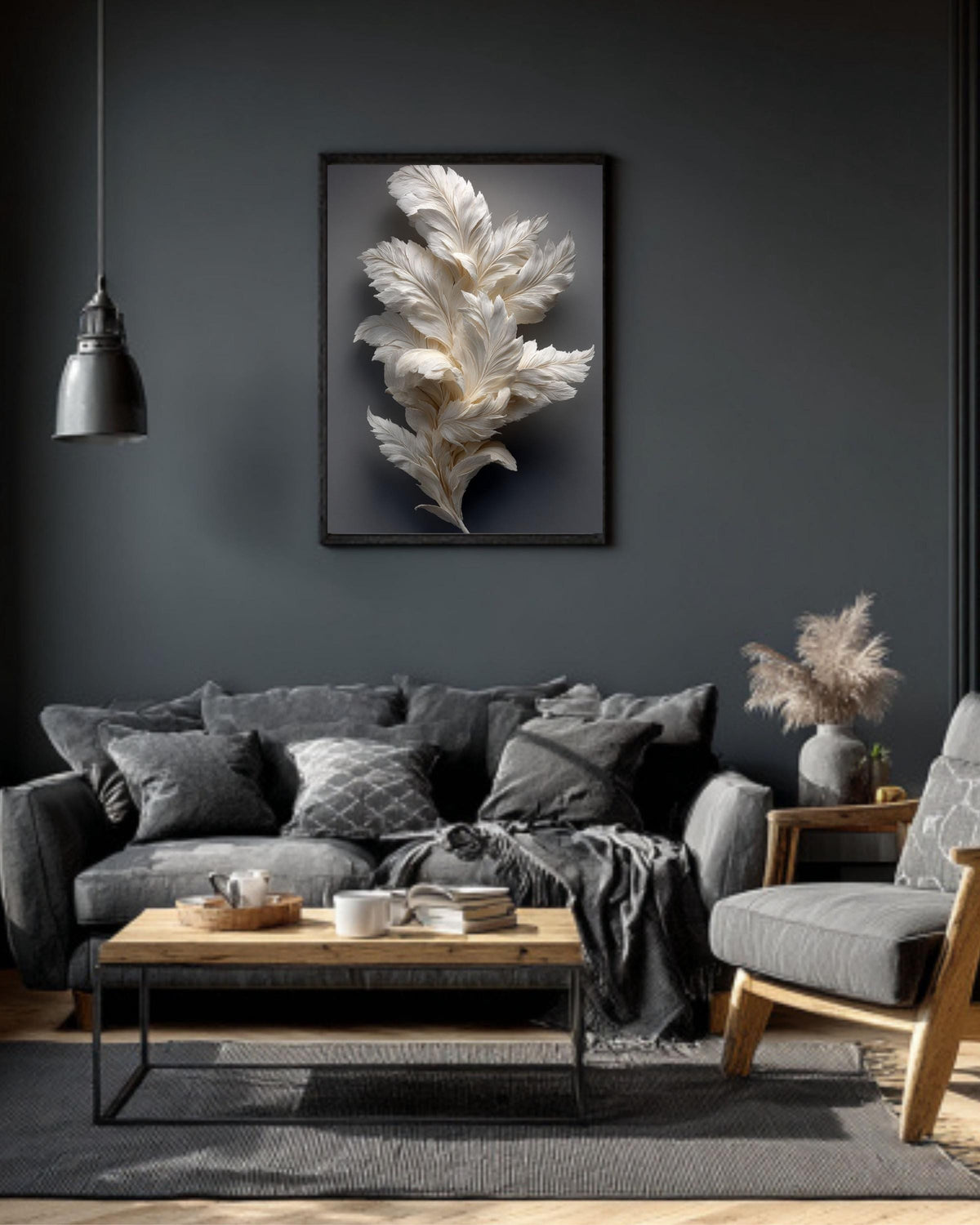 White Paper Feather Sculpture Canvas Print | Minimalist Wall Art