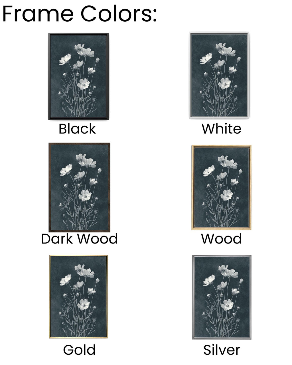 Black & White Wildflower Canvas Art: Minimalist Dark Academia Floral Print