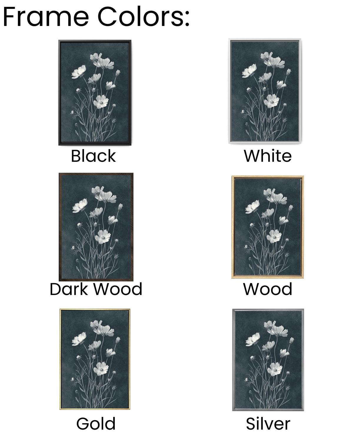 Black & White Wildflower Canvas Art: Minimalist Dark Academia Floral Print