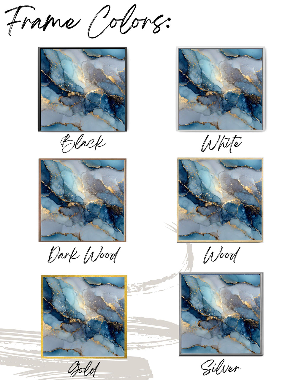Gold & Navy Abstract Canvas Print: Fluid Alcohol Ink Marble Art