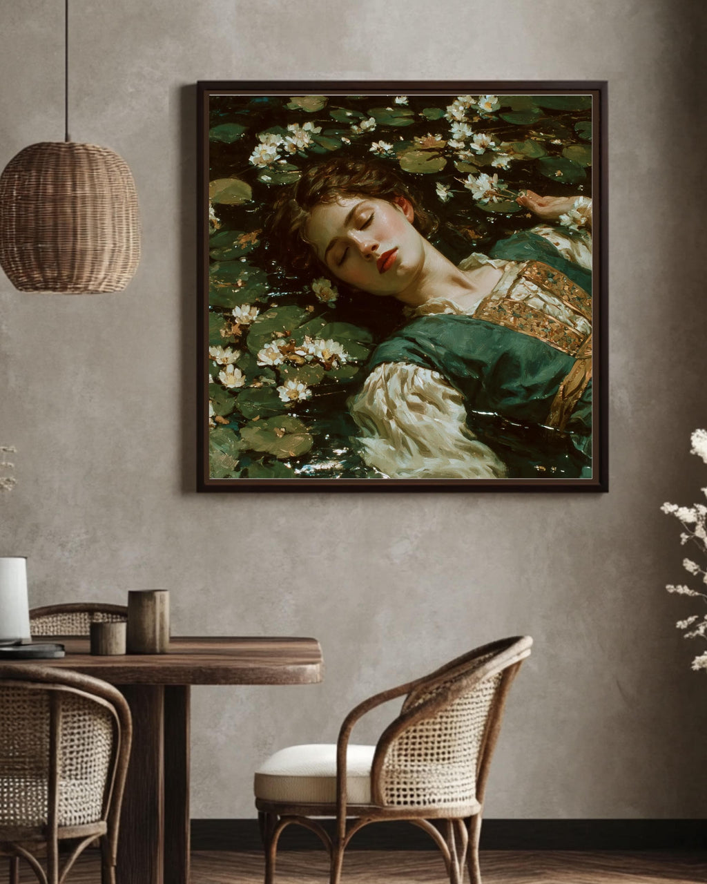 Ophelia Canvas Print, John William Waterhouse Style, Pre-Raphaelite Art