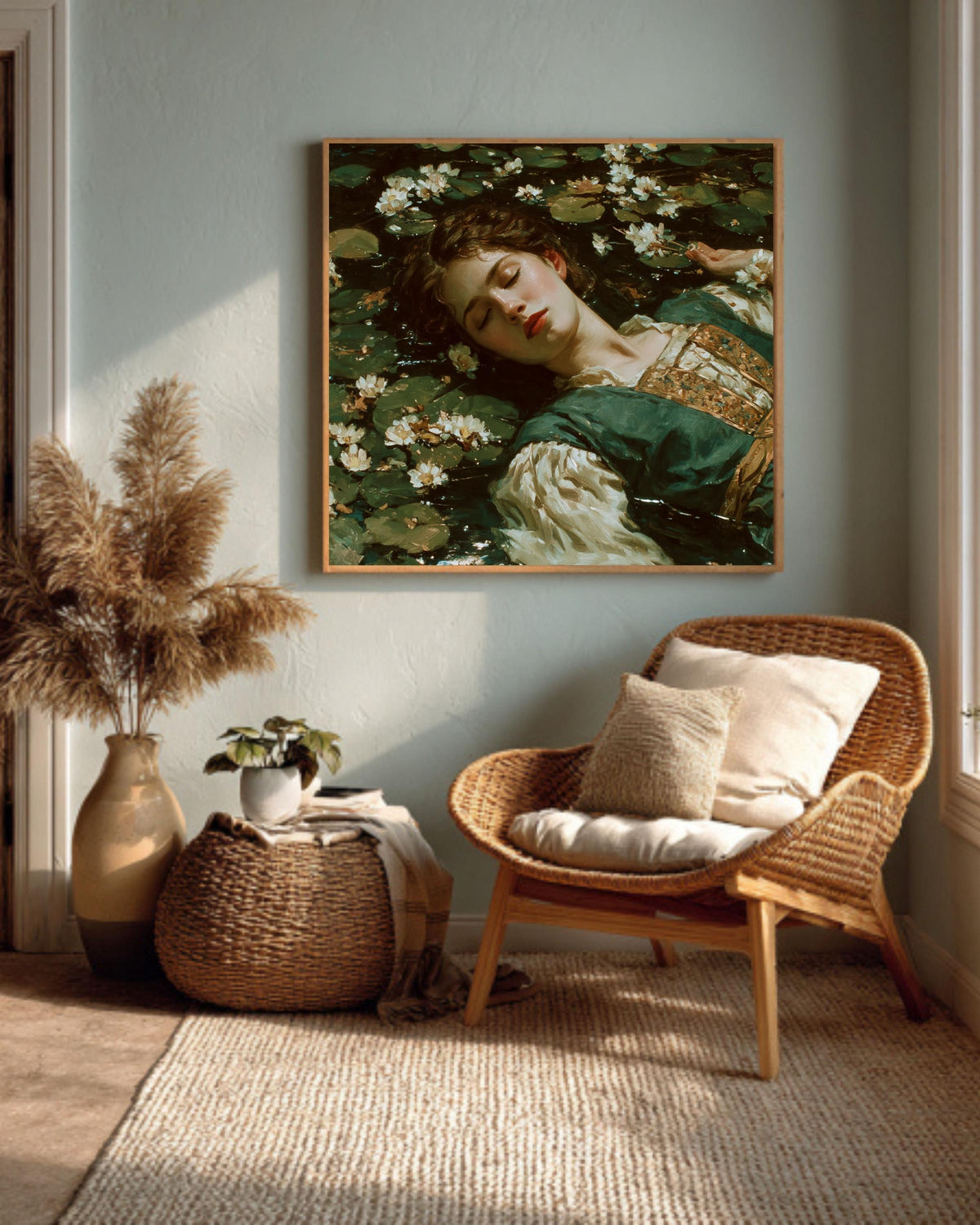 Ophelia Canvas Print, John William Waterhouse Style, Pre-Raphaelite Art