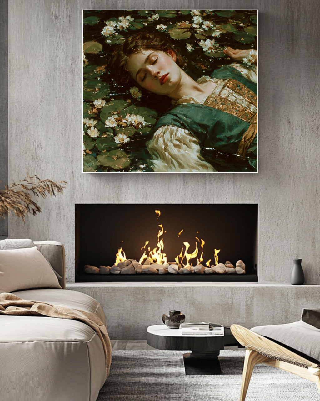 Ophelia Canvas Print, John William Waterhouse Style, Pre-Raphaelite Art